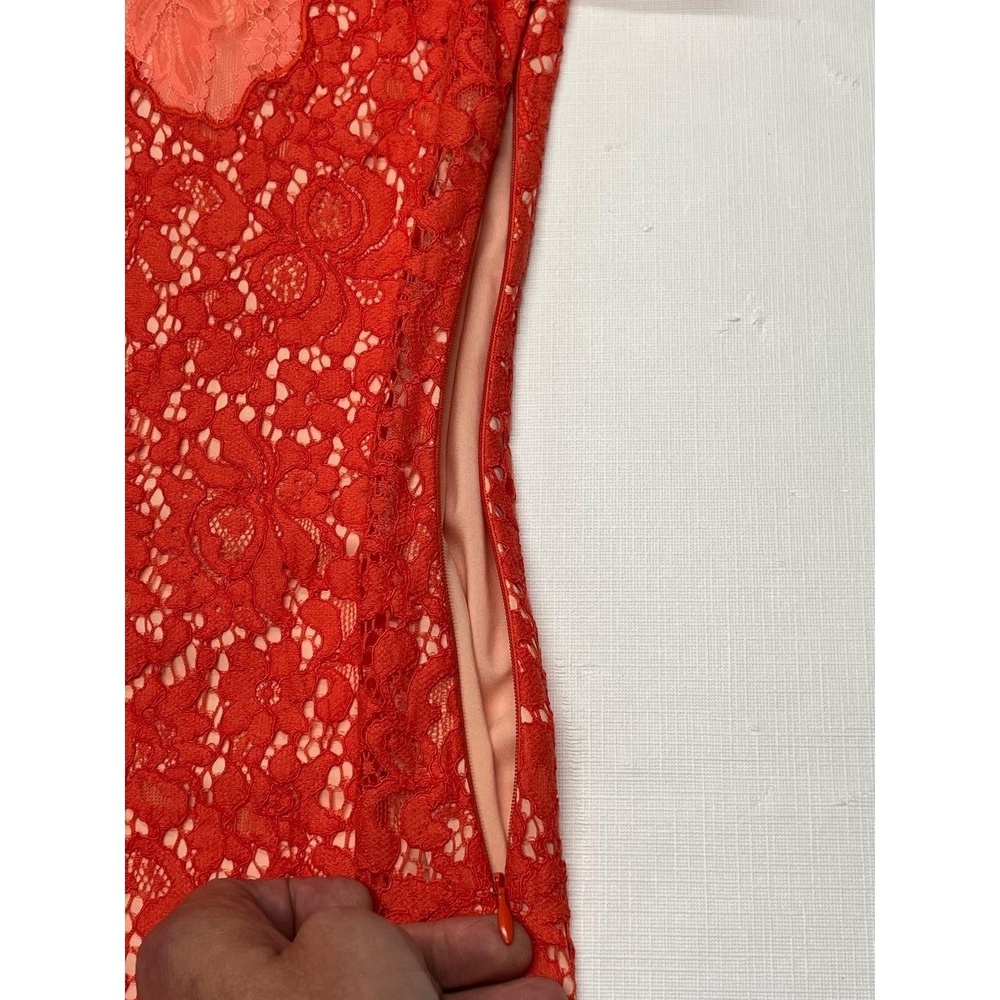 Karen Millen Womans Orange‎ Lace Applique Floral Patchwork Sheath Dress 8 - Picture 3 of 11